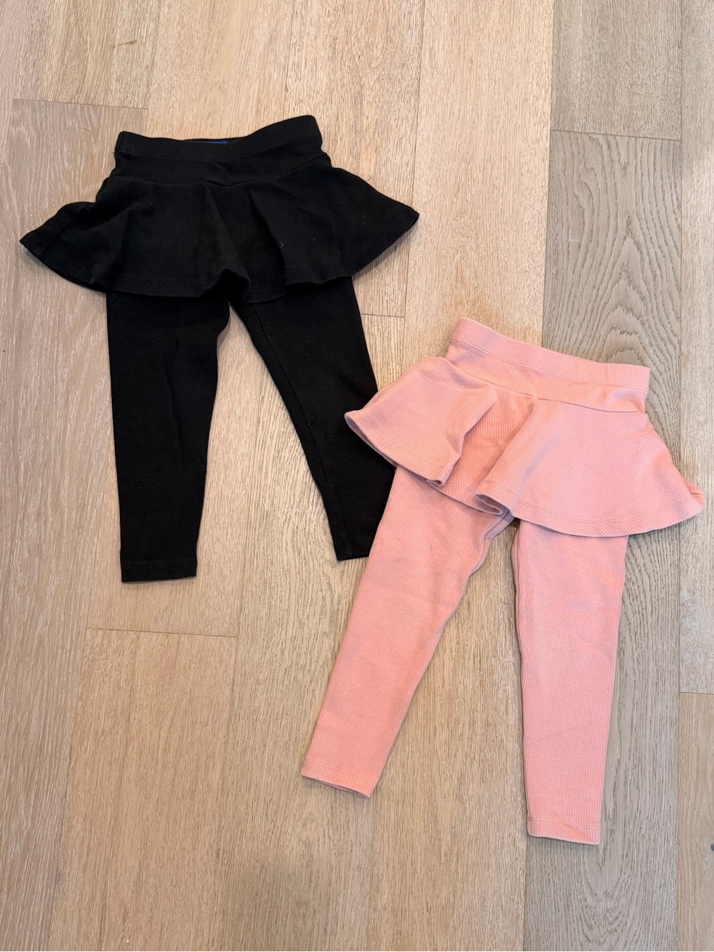 Set of 2 Maison Me Girls' Luna Skirted Leggings - Black and Pink